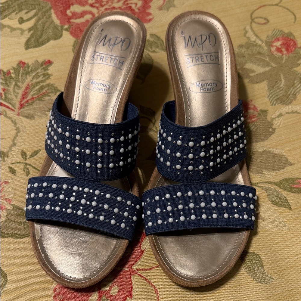 Impo Women's Navy and Silver Studded Sandals